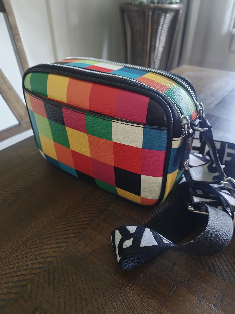 Karl Lagerfeld Multicolor Check Camera Bag with Strap - Picture 2 of 10